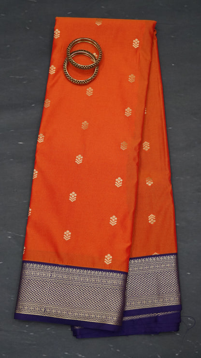Semi Kanjivaram Silk Saree - Orange