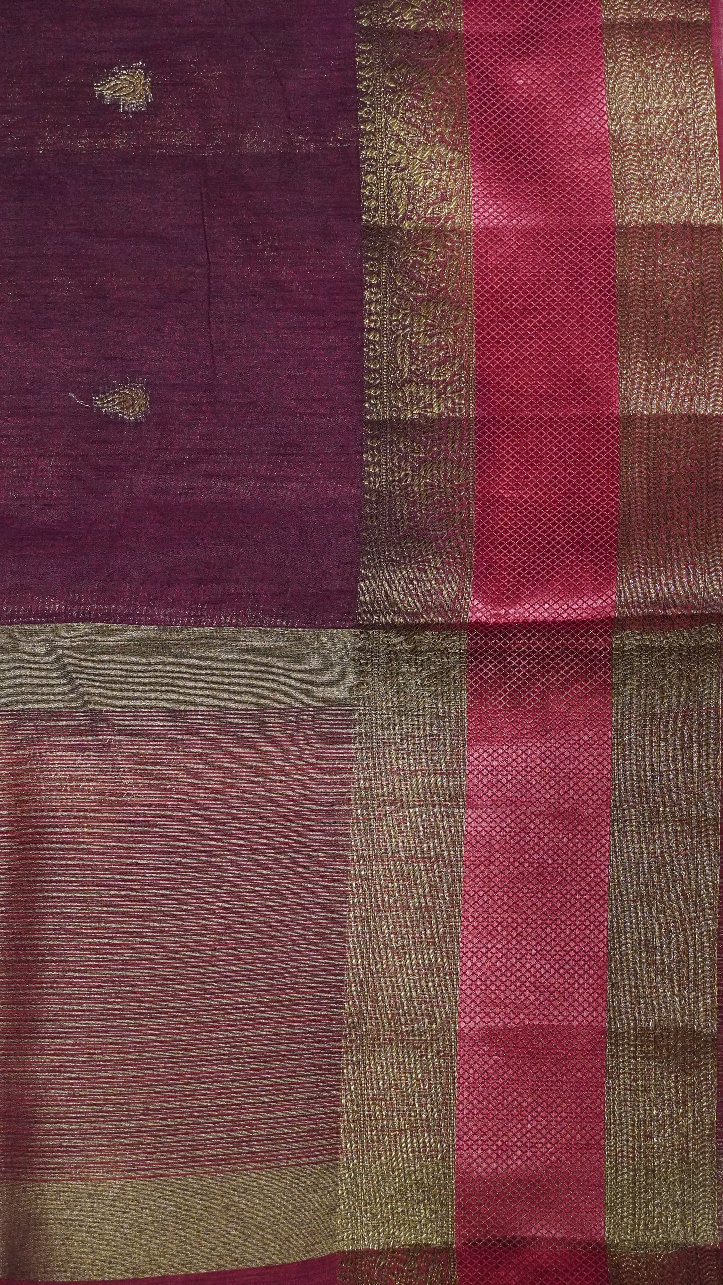 Bamboo Silk Saree Retapett Border- Maroon