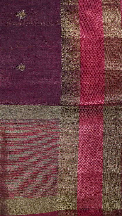 Bamboo Silk Saree Retapett Border- Maroon