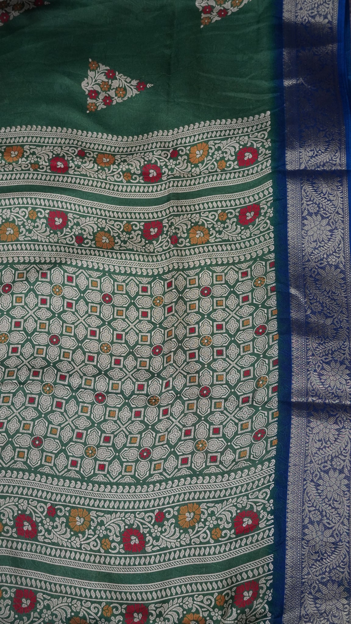 Semi Chiffon Saree- Garden Floral Sage Green