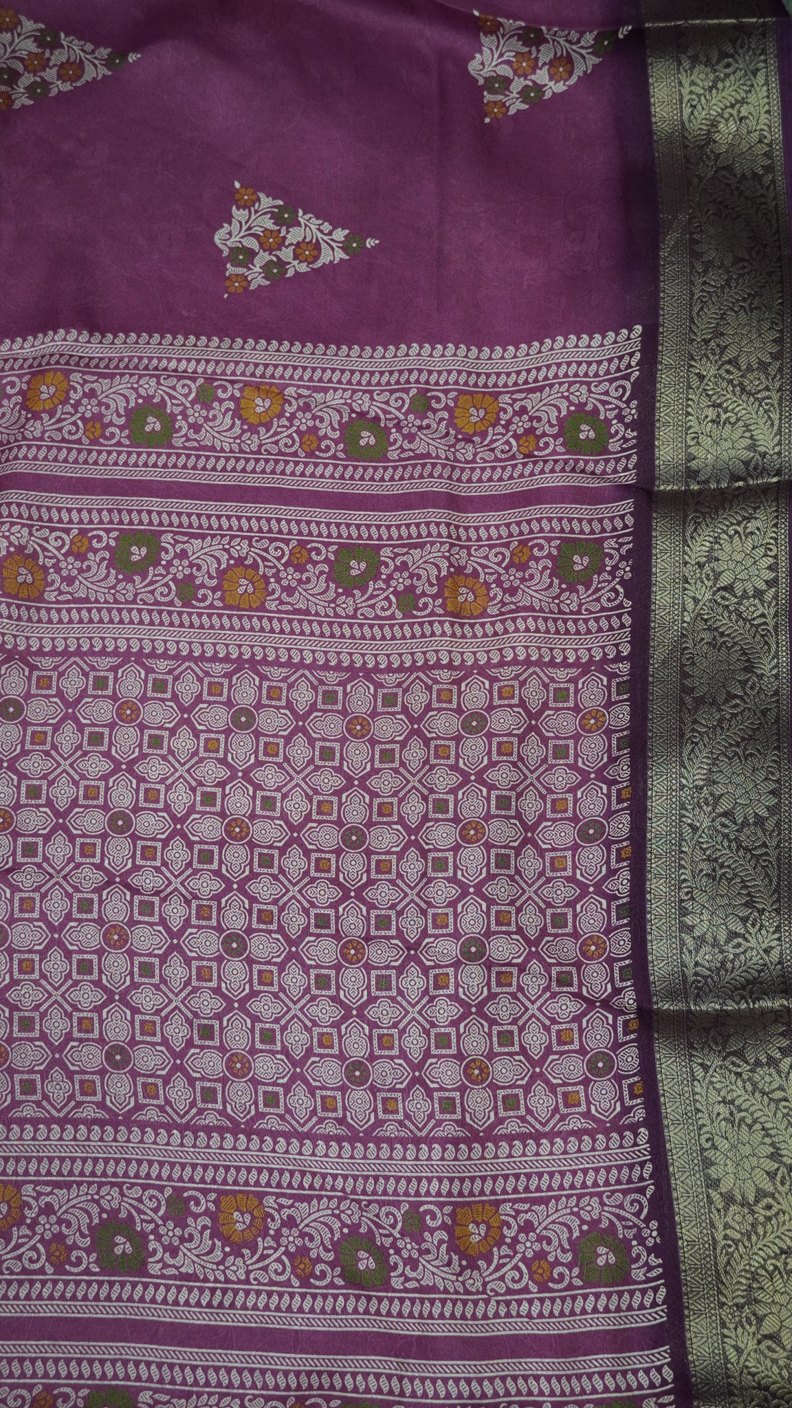 Semi Chiffon Saree- Garden Floral Wine