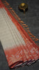 Semi Linen Saree Cream With Orange With Small Zari Border thumbnail