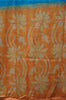 Semi Linen Saree Sea Blue With Orange With Small Zari Border thumbnail
