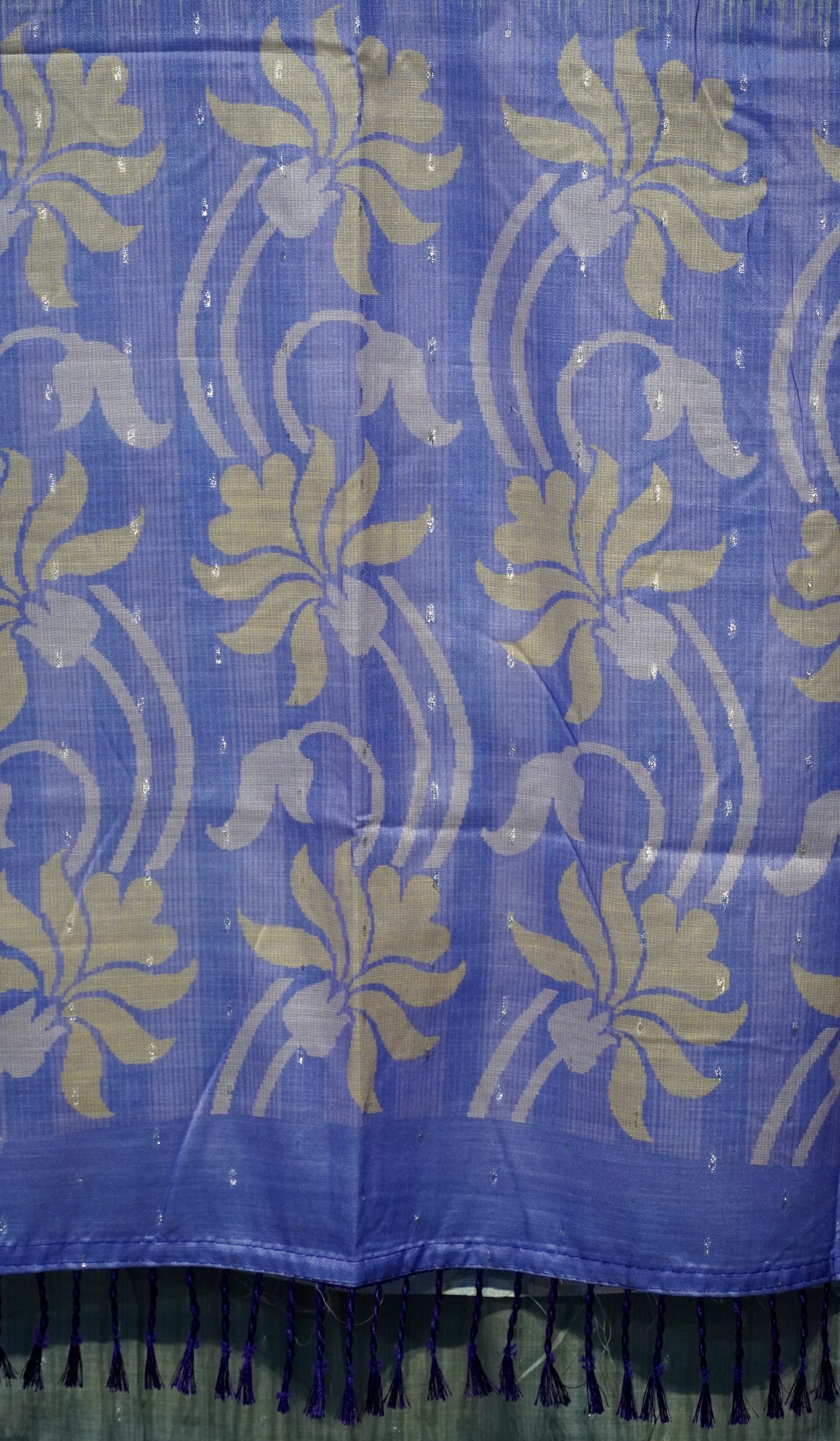 Semi Linen Saree Grey With Lavender With Small Zari Border