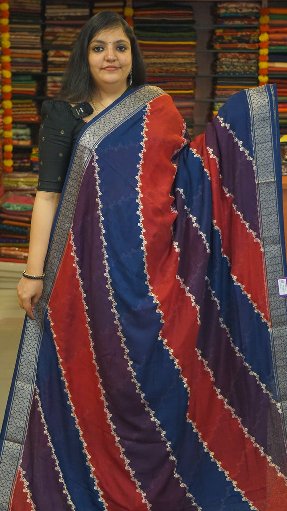 Shiffon Saree Navy Blue Border