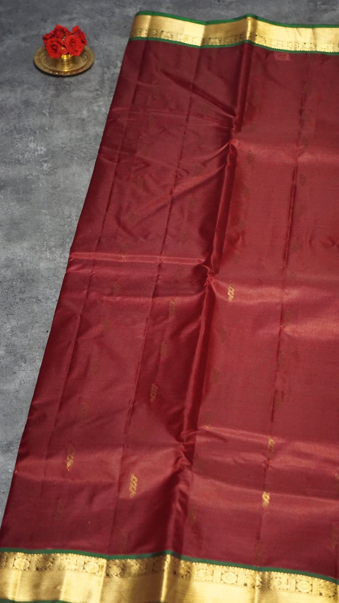 Semi Kanchipuram Saree Butta Maroon