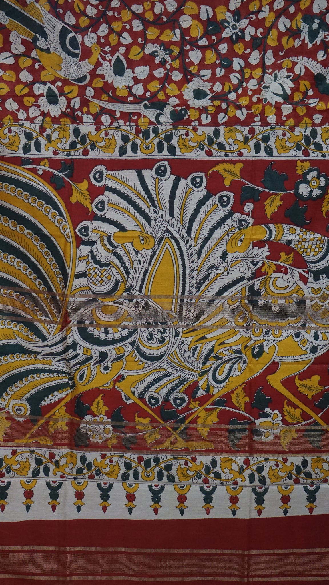 Semi Linen Kalamkari Saree Maroon