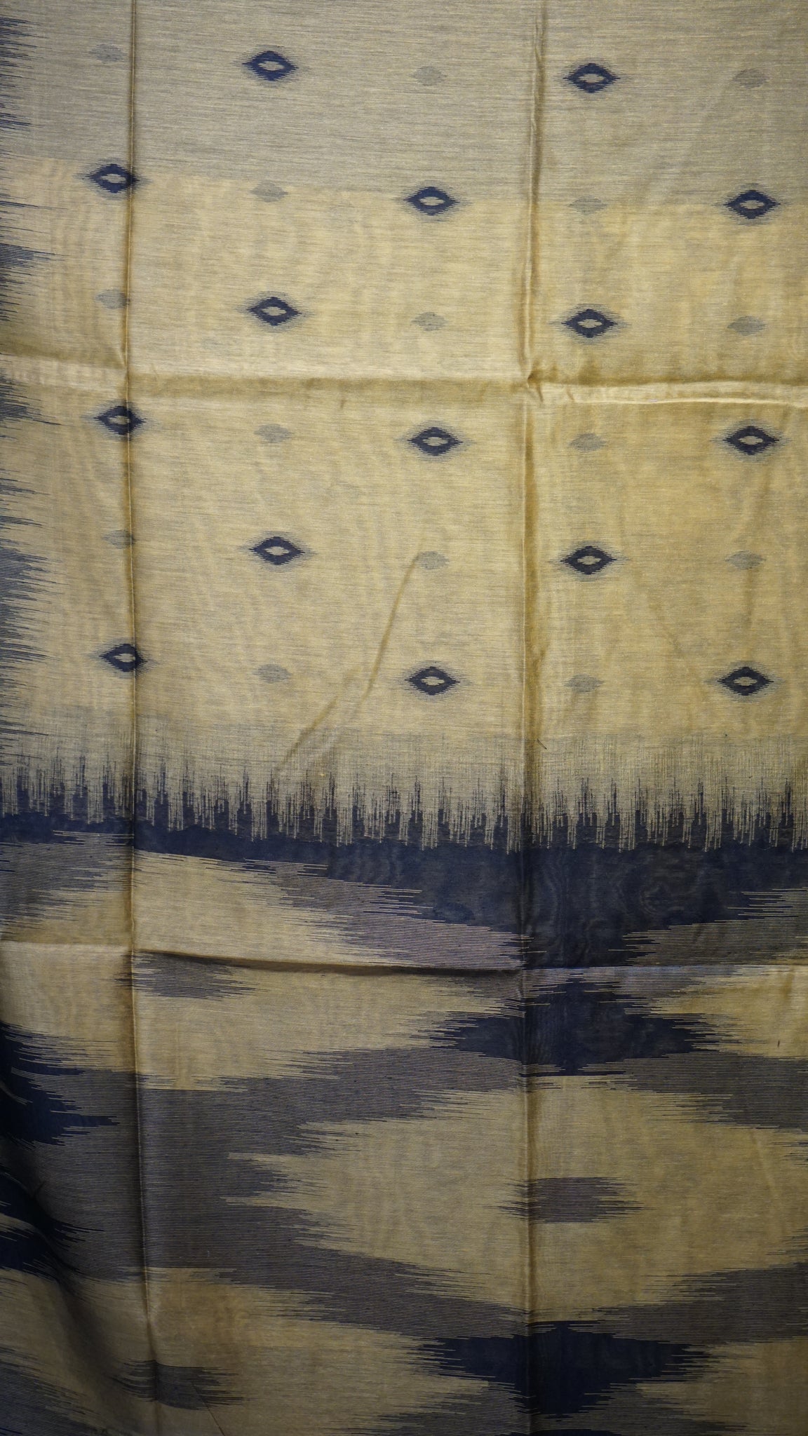 Munga Cotton Saree Ikkat Print Mustard Yellow