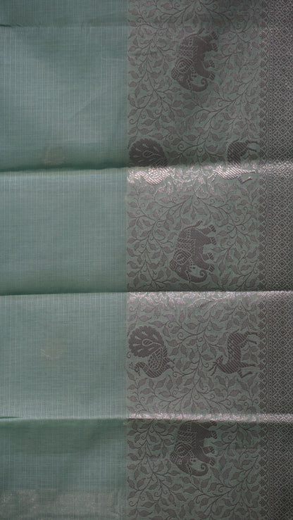 Art Zari Kota Pastel Saree Pista Green