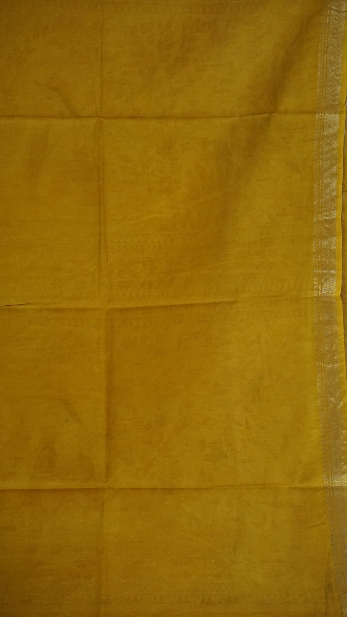 Semi Linen Mustard Yellow Saree With Madhubani Print