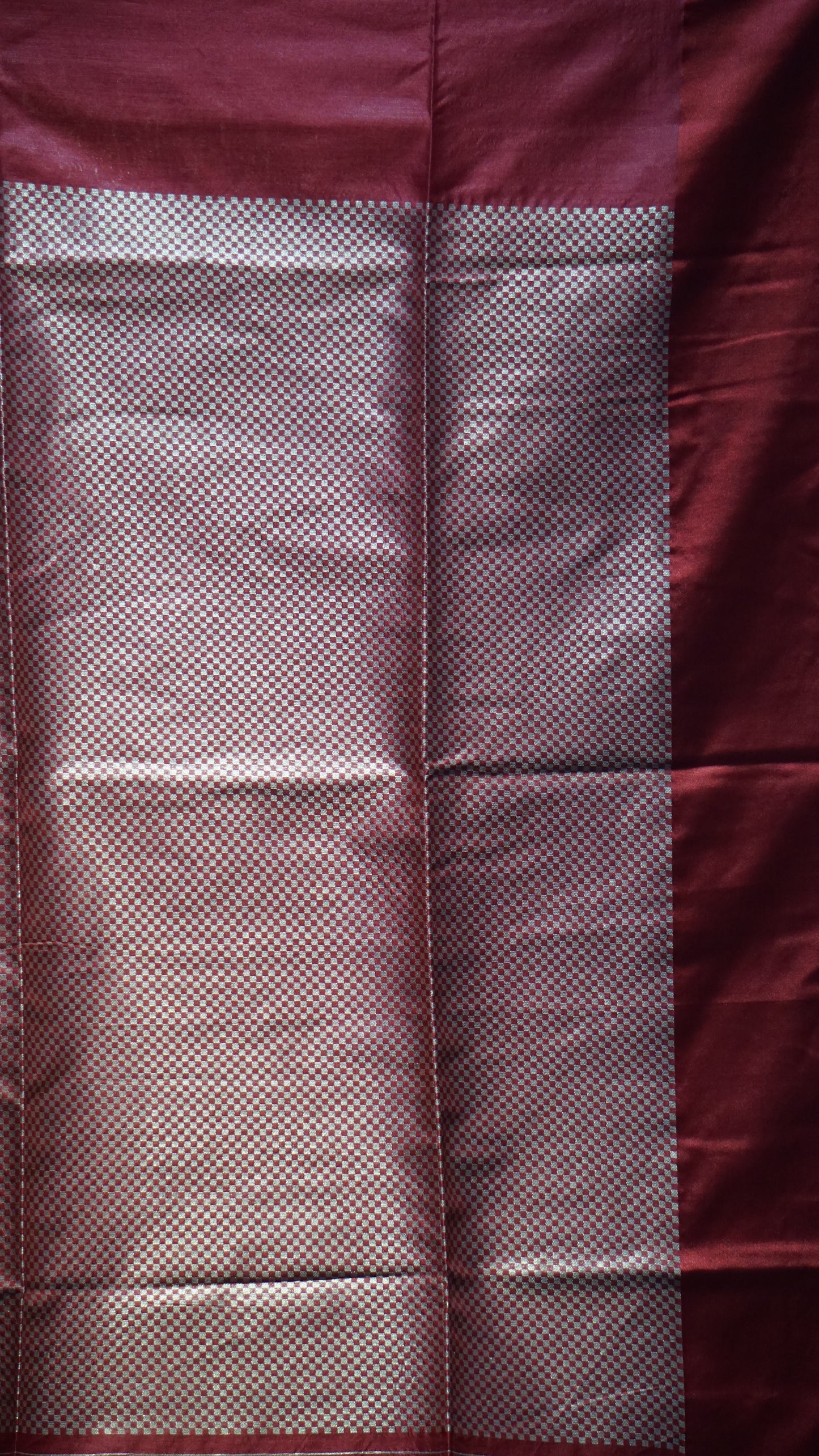 Chappa Semi Tussar Saree Red