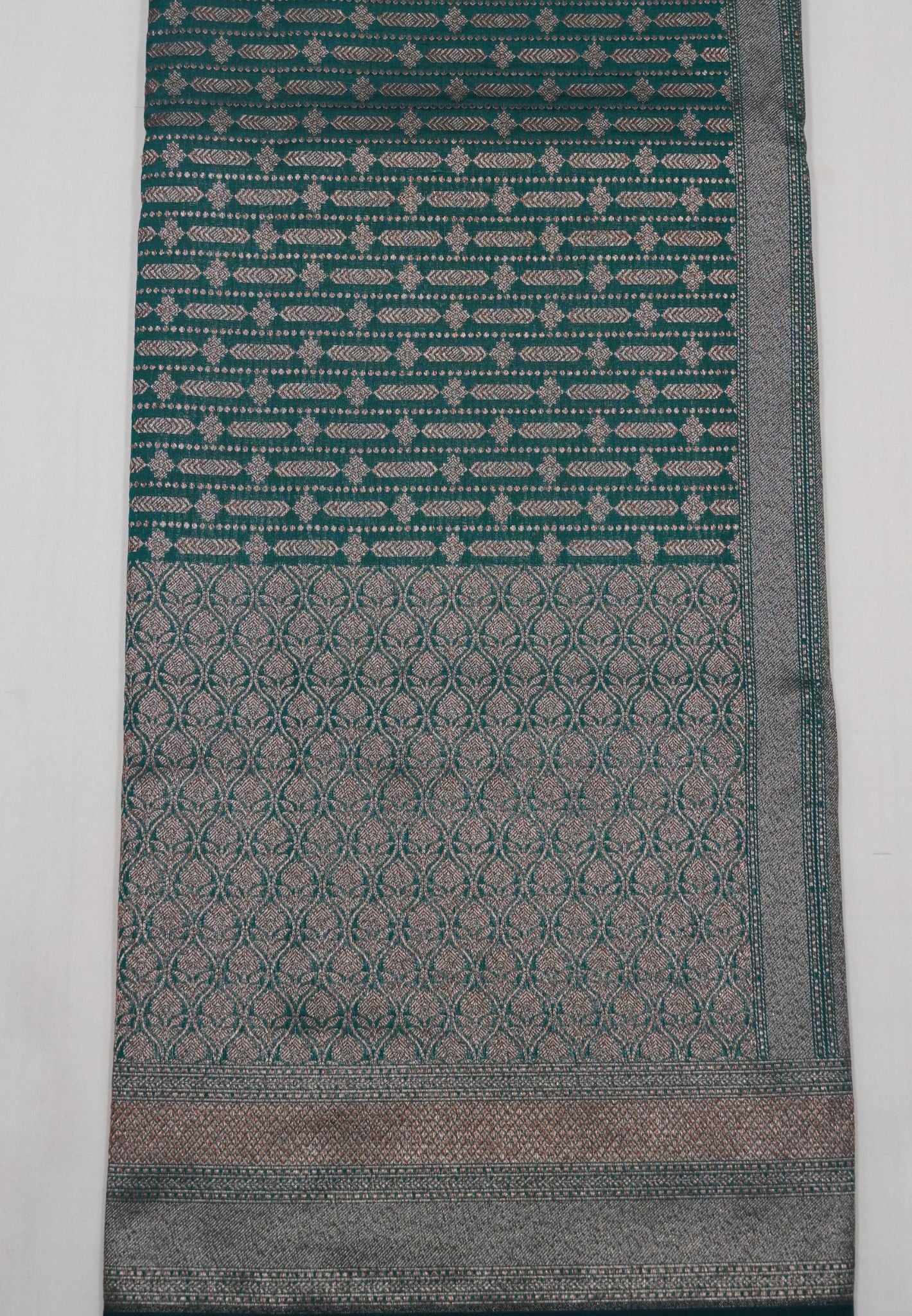 Semi Banarasi Uppada Silk Saree-Peacock green
