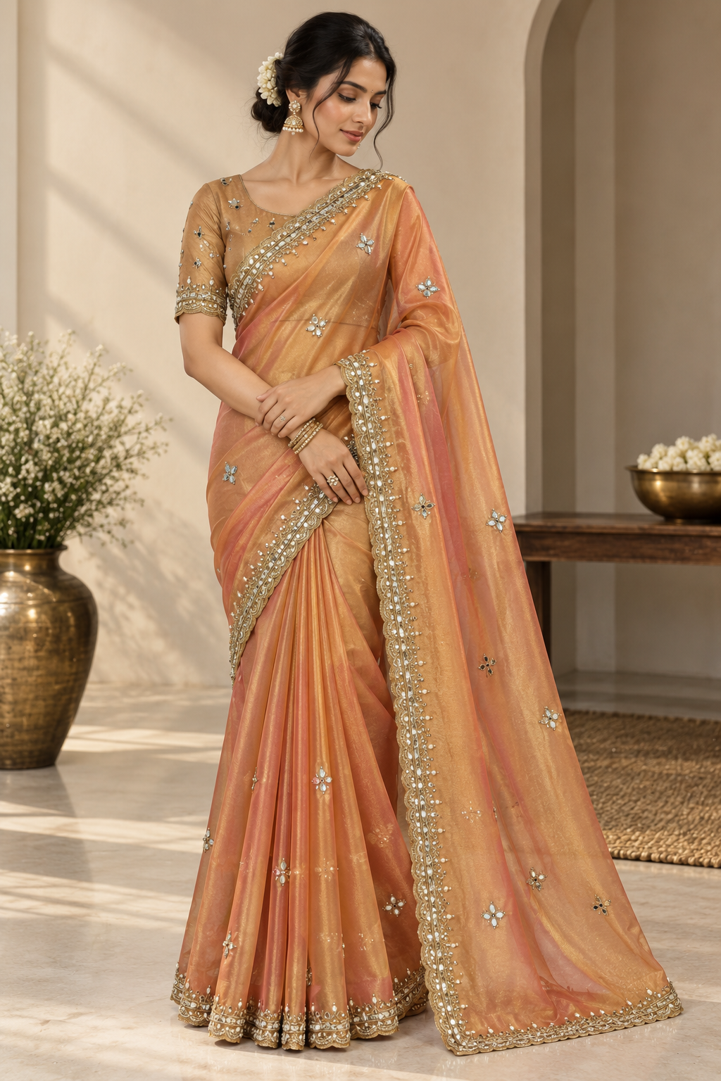 Designer Saree-Orange