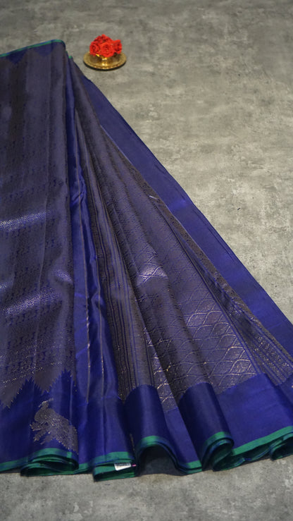 Akshayam - Bridal Pure Kanjivaram Saree Ink Blue