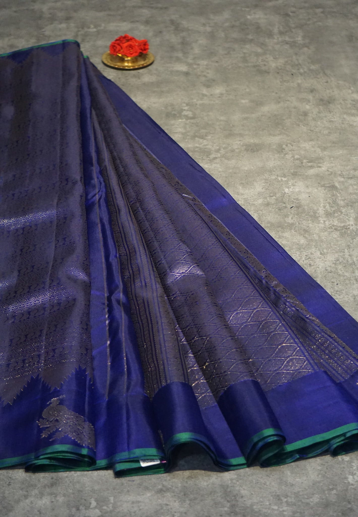 Akshayam - Bridal Pure Kanchipuram Saree Ink Blue