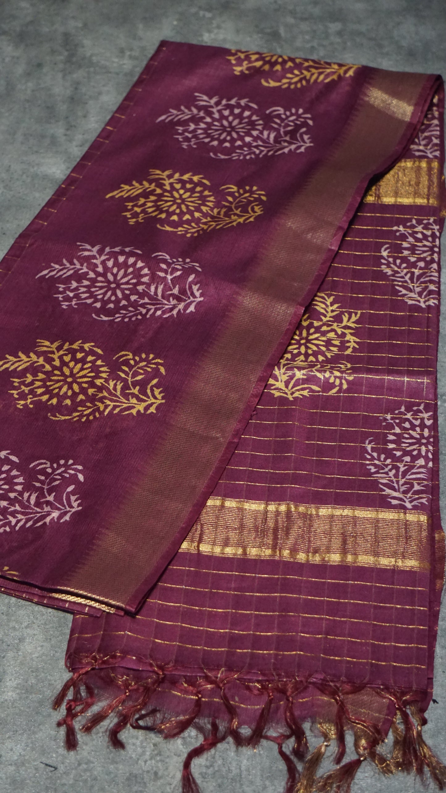 Bhagalpur Cotton Saree Checks Purple