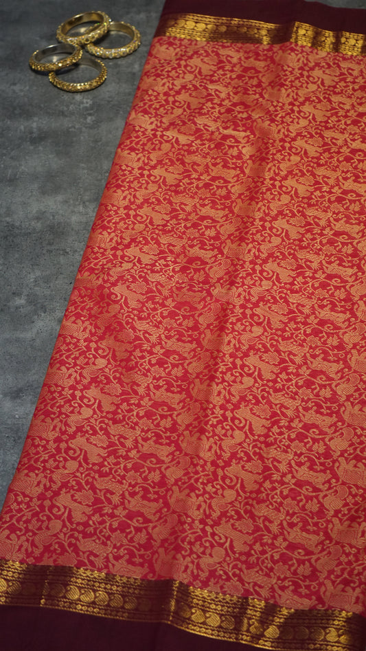 Kanchi Cotton Saree Vanasingaram Pink
