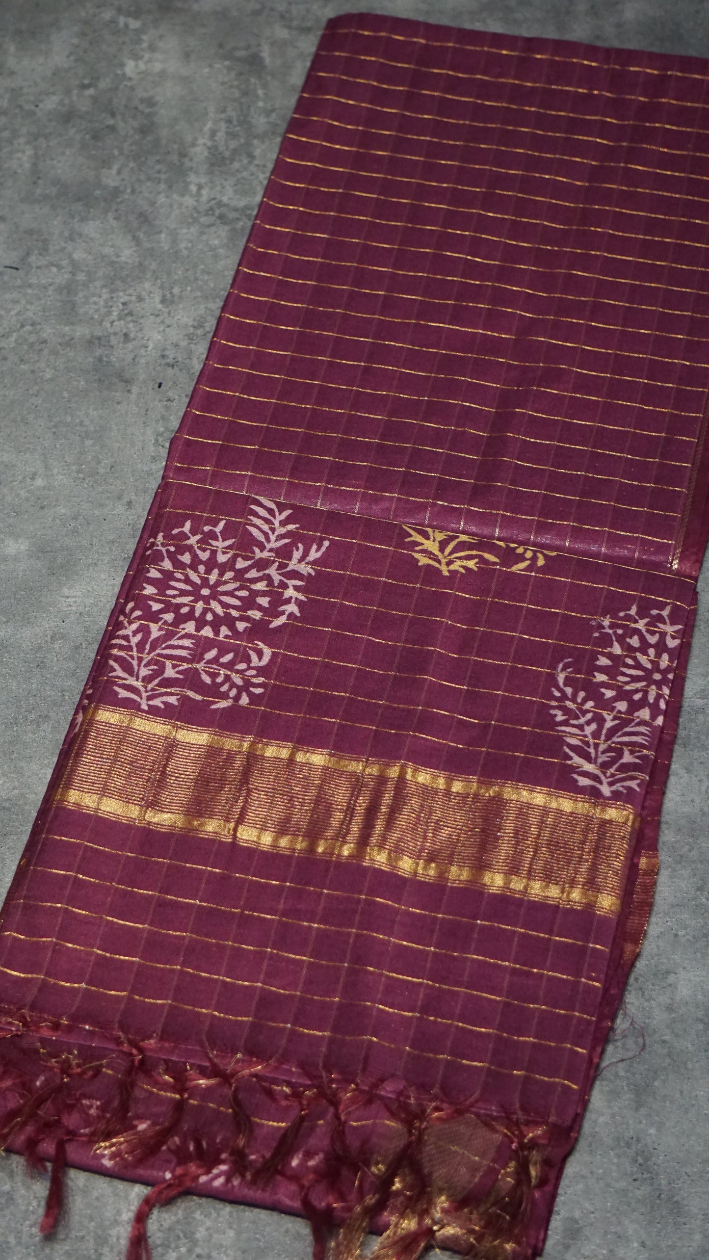 Bhagalpur Cotton Saree Checks Purple