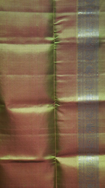 Pure Soft Silk Saree Long Border Pink To Green