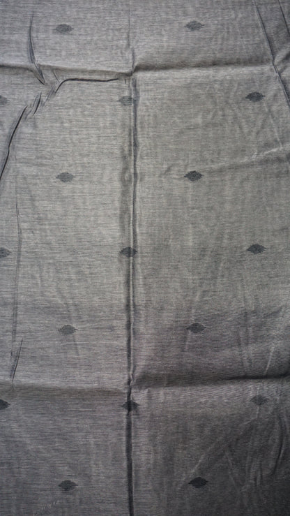 Munga Cotton Saree Ikkat Print Grey