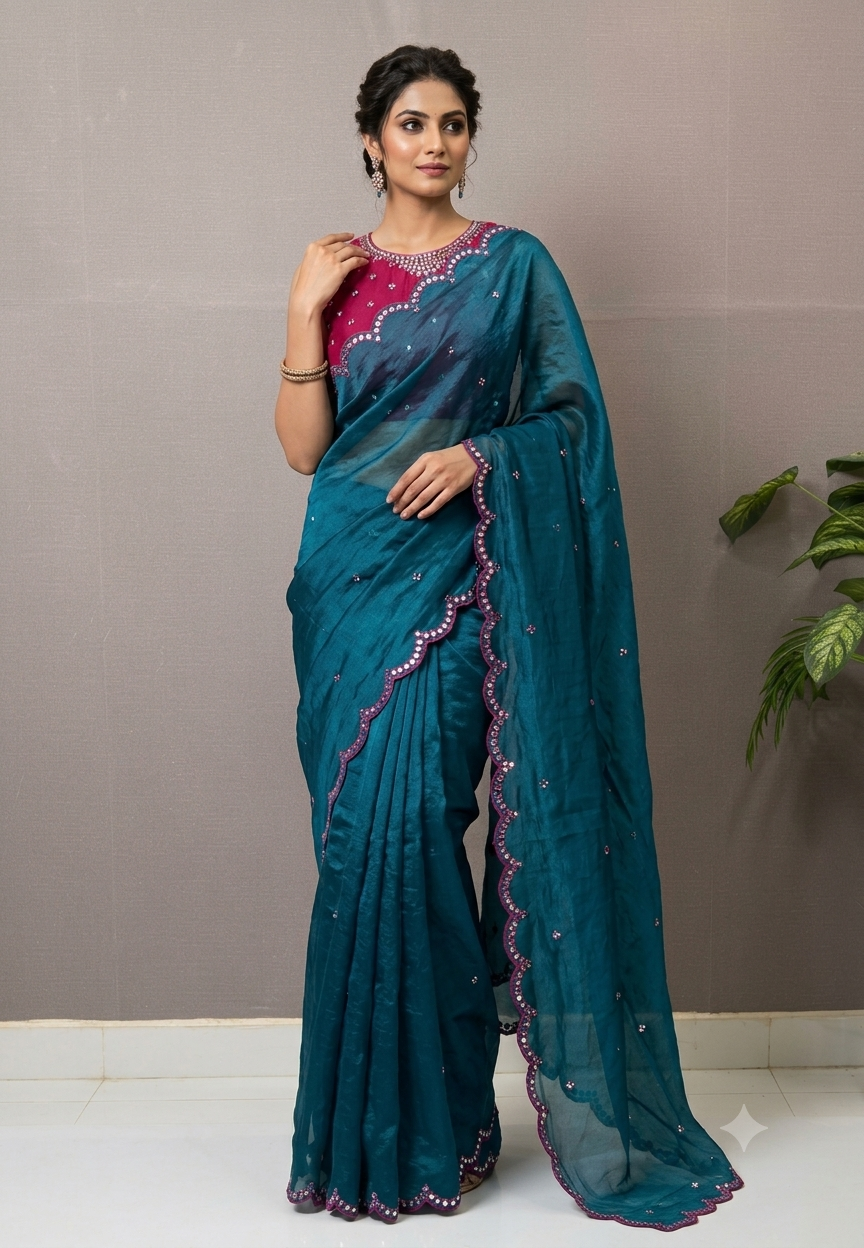 Designer Saree-Peacock  Green