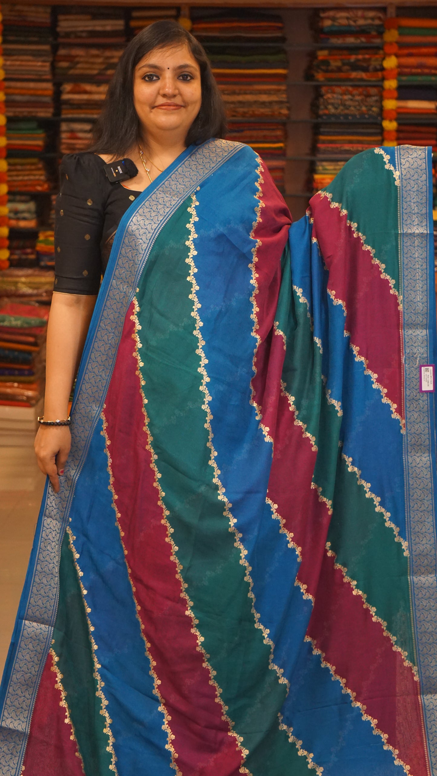 Shiffon Saree Blue Border