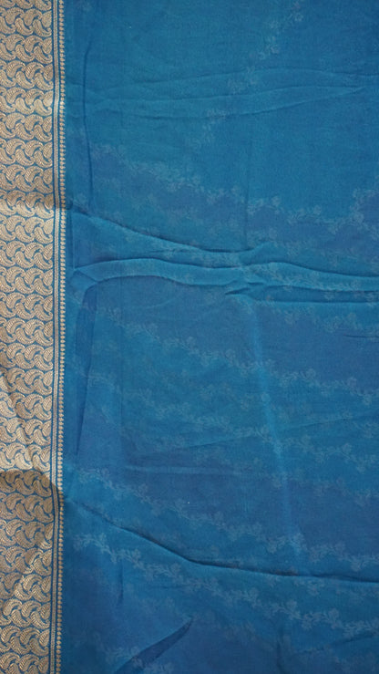 Shiffon Saree Blue Border