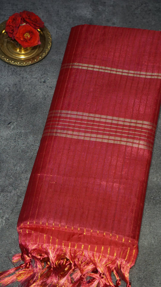 Vazhai Naaru Pattu Saree Velthari Pinkish Red - Purple