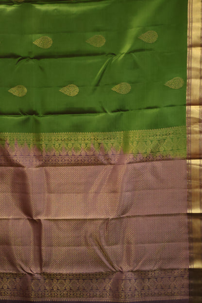 Akshayam - Pure Kanjivaram Saree - Green Small Border