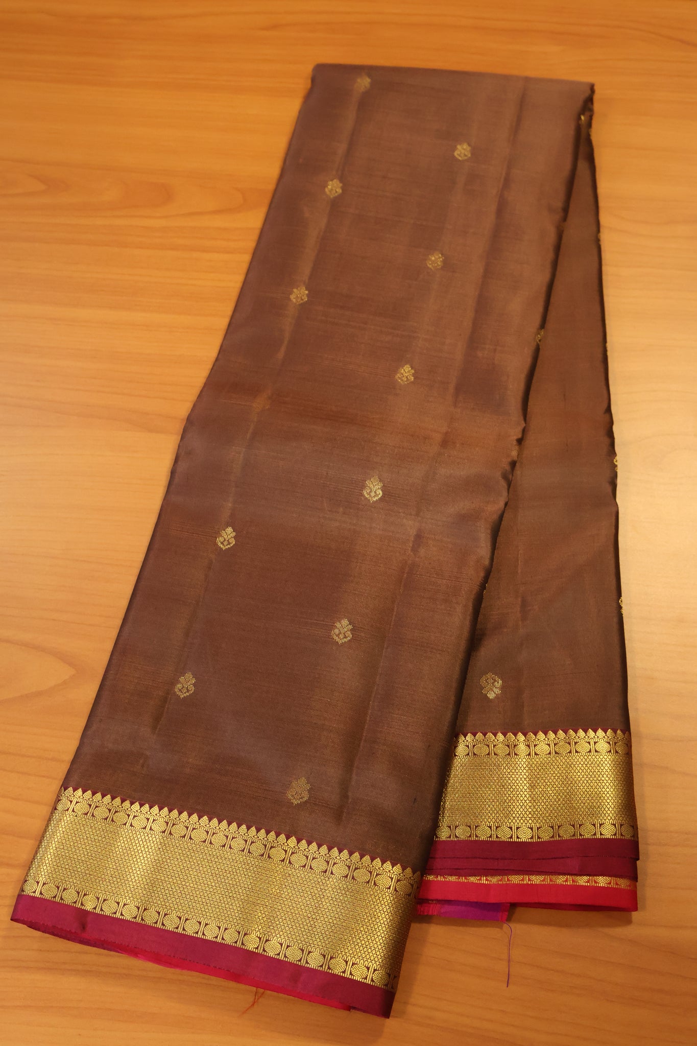 Akshayam - Pure Kanchipuram Saree - Chocolate Brown