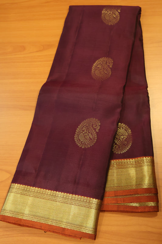 Akshayam - Pure Kanjivaram Saree - Purple Peacock Butta