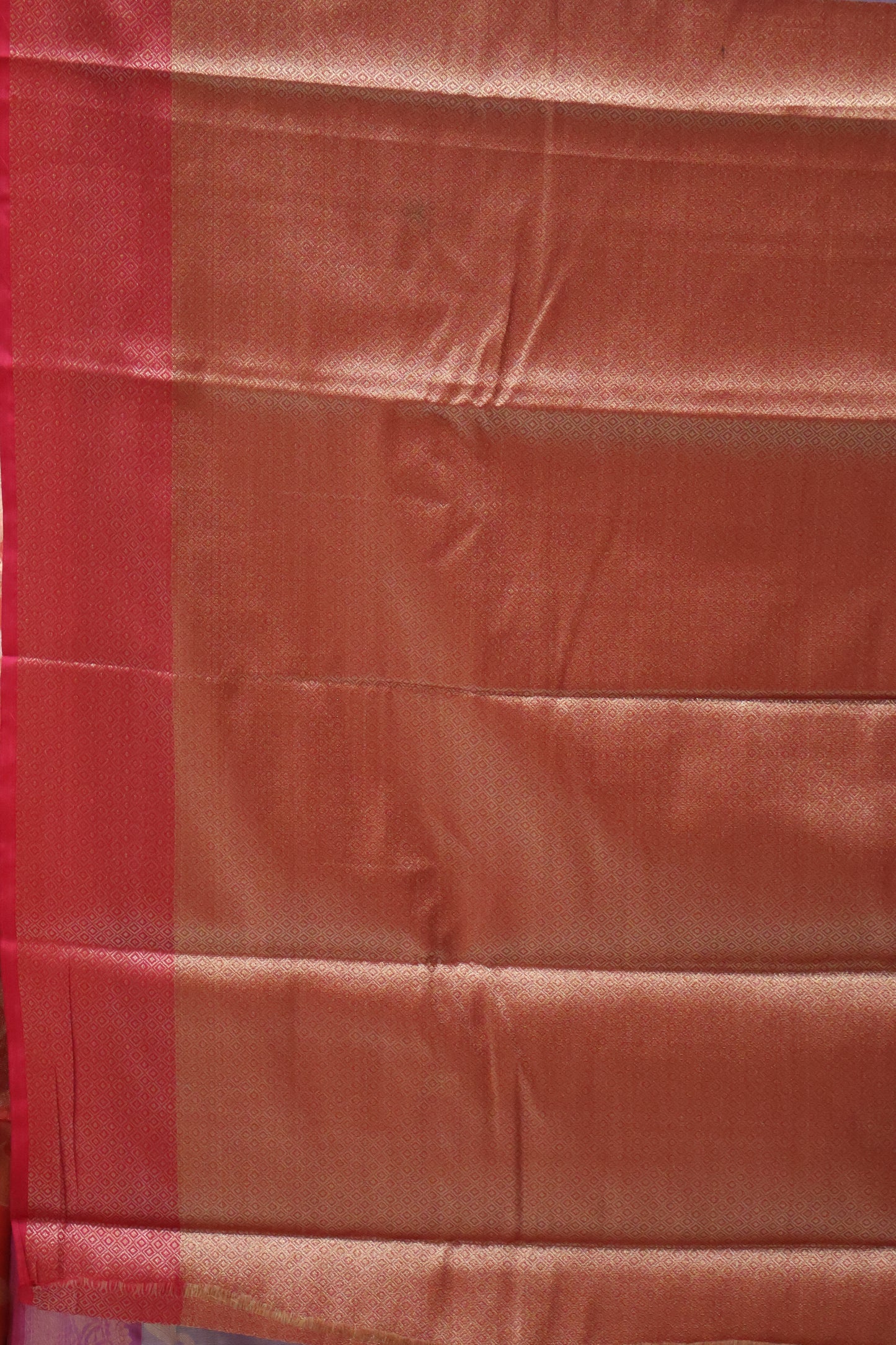 Semi Banarasi Tissue Silk Saree-Lavender Vineyard