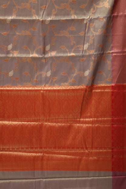 Semi Banarasi Tissue Silk Saree- Grey Vineyard
