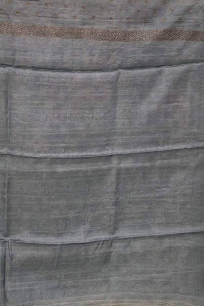 Pure Tussar Saree - Blue Floral Pattern