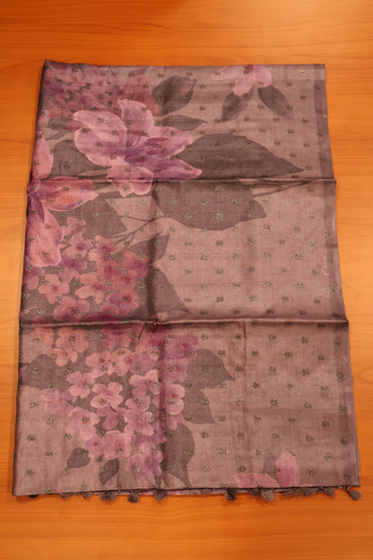 Pure Tussar Saree - Purple Floral Pattern