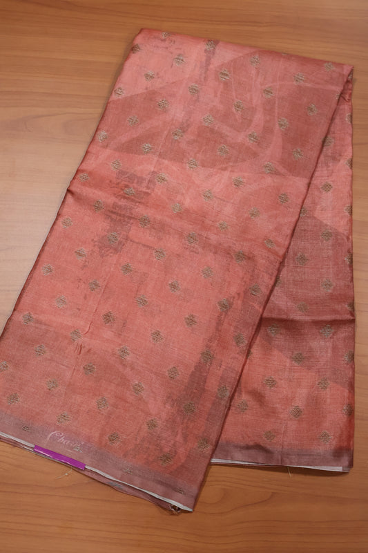 Pure Tussar Saree - Pale Orange Daimond Butta
