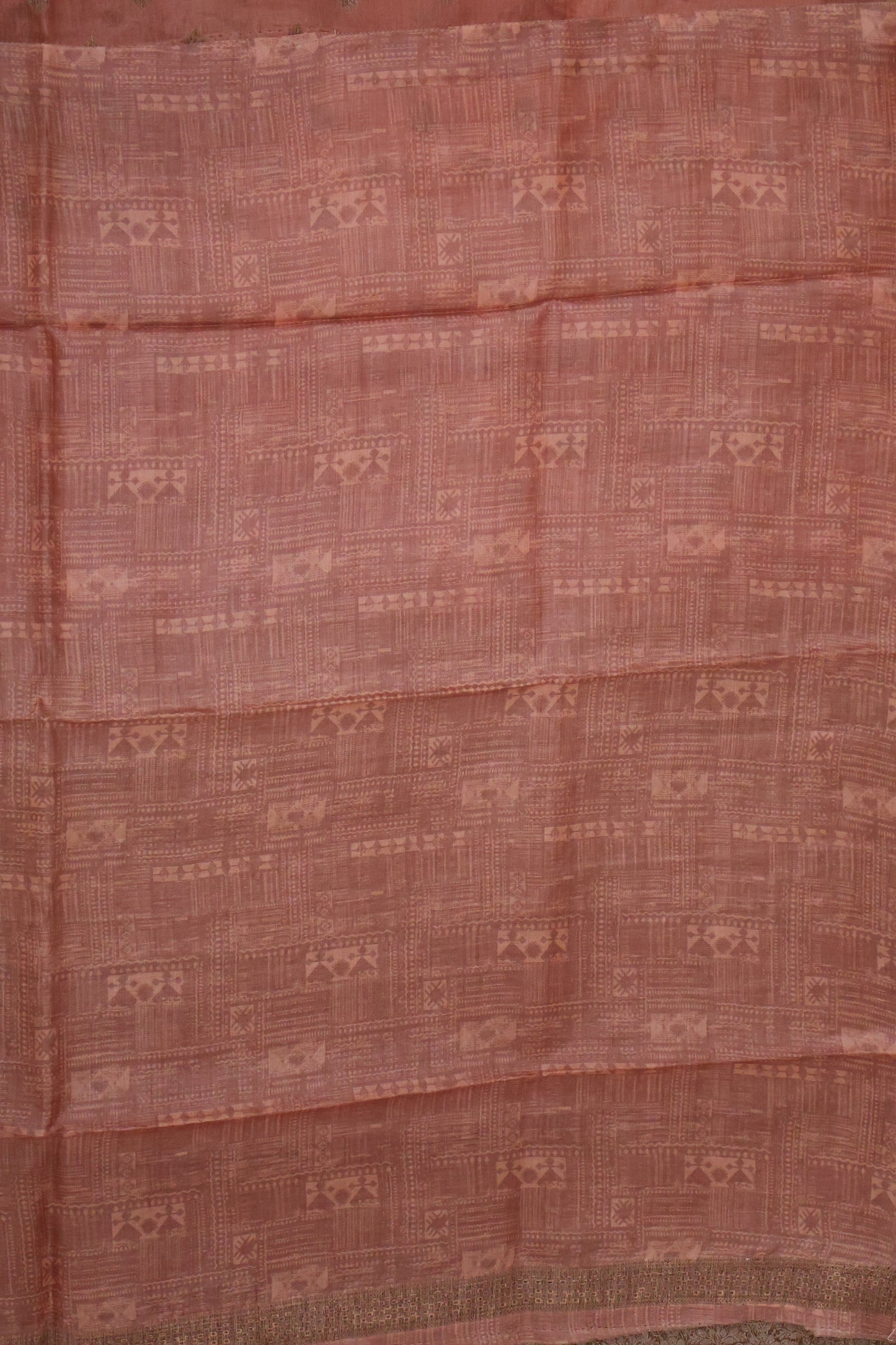 Pure Tussar Saree - Pale Orange Daimond Butta