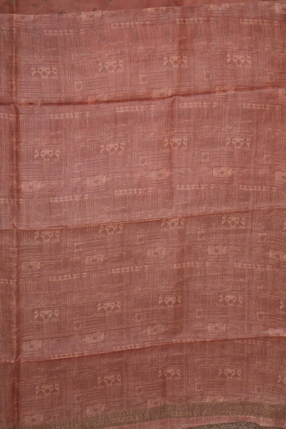 Pure Tussar Saree - Pale Orange Daimond Butta
