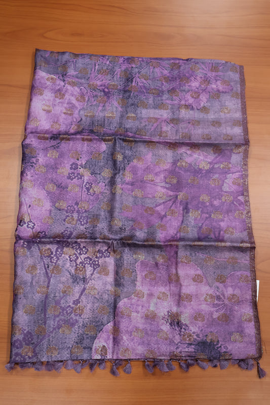Pure Tussar Saree - Purple Floral Pattern