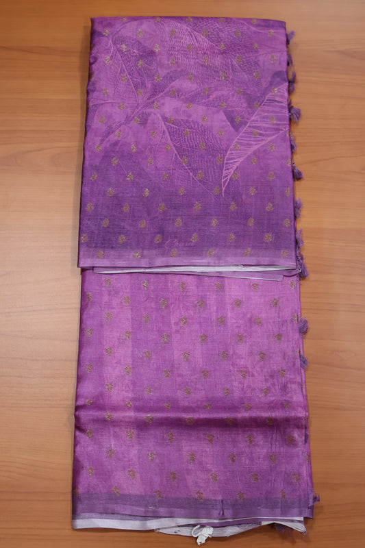 Pure Tussar Saree - Purple Small Butta