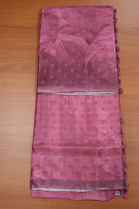 Pure Tussar Saree - Pink Small Butta