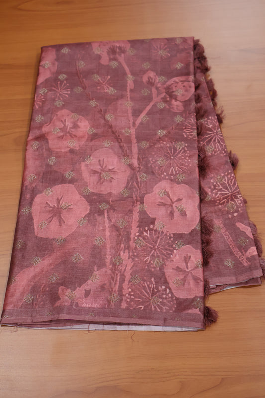 Pure Tussar Saree - Lite Maroon Muted