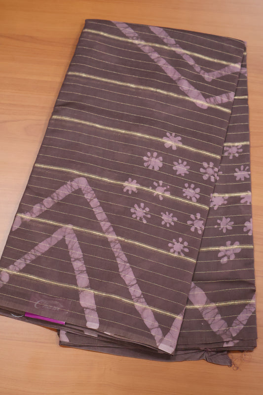 Pure Tussar Saree - Purple Triangle Pattern