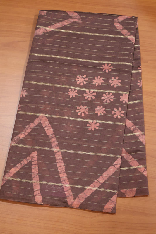 Pure Tussar Saree - Dark Pink Triangle Pattern