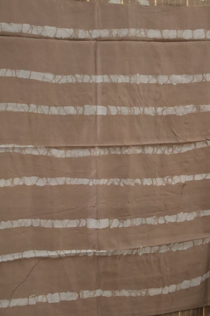 Pure Tussar Saree - Greyish Blue Triangle Pattern
