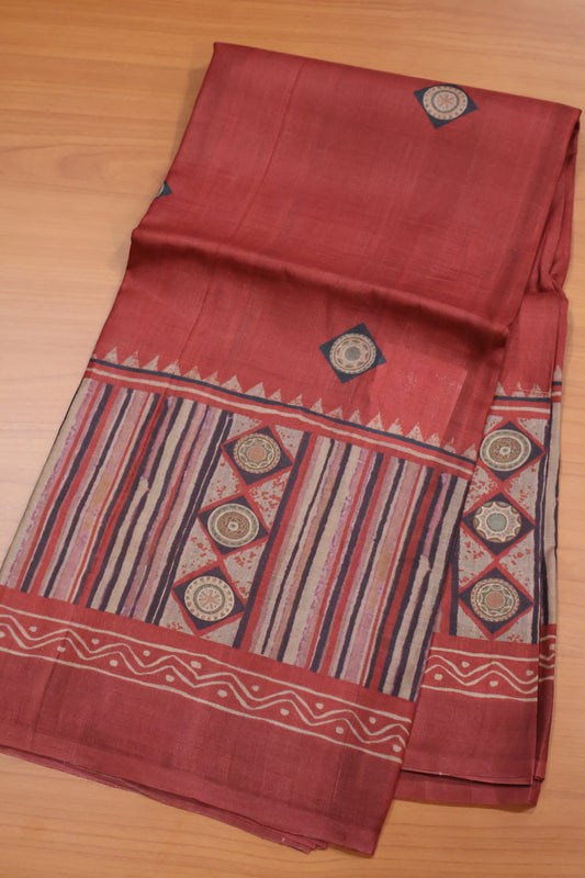 Pure Tussar Saree - Red