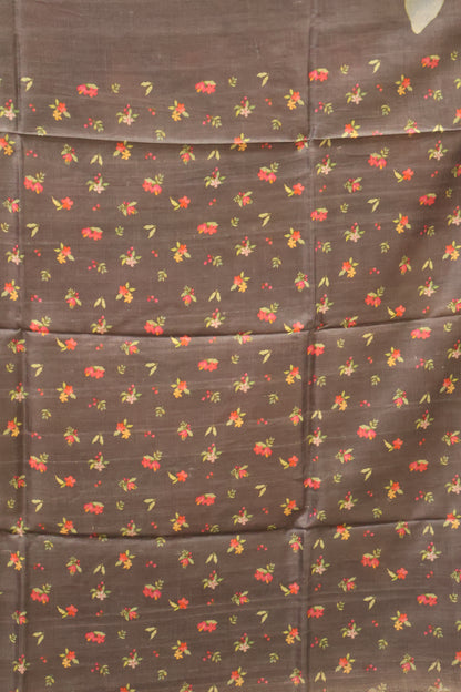 Pure Tussar Saree - Grey Floral Pattern
