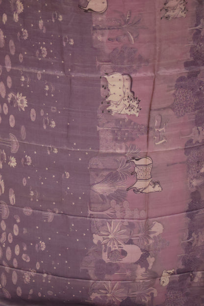 Pure Tussar Saree - Purple Pichwai Pattern
