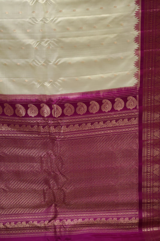 Pure Gadwal Silk Saree - Pista Green-Maroon