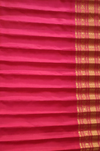 Pure Gadwal Silk Saree -Lemon Green-Red